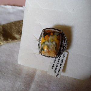 Bumble Bee Jasper and Silver Ring